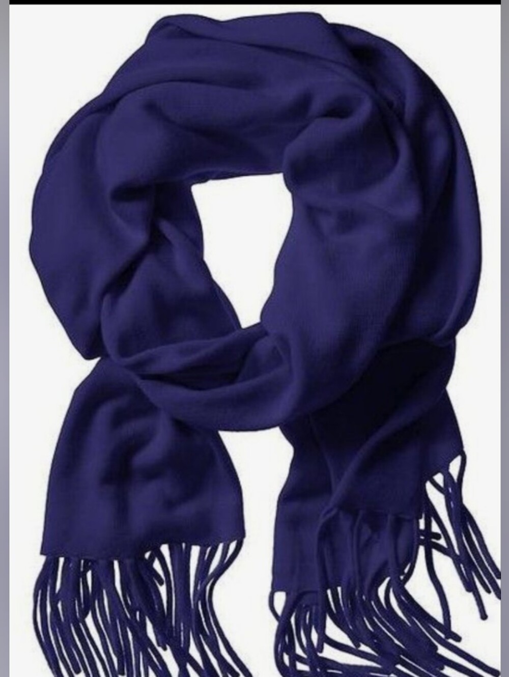 Banana Republic Comet Blue Solid Fringe Winter Long Scarf Knit Warm Cozy